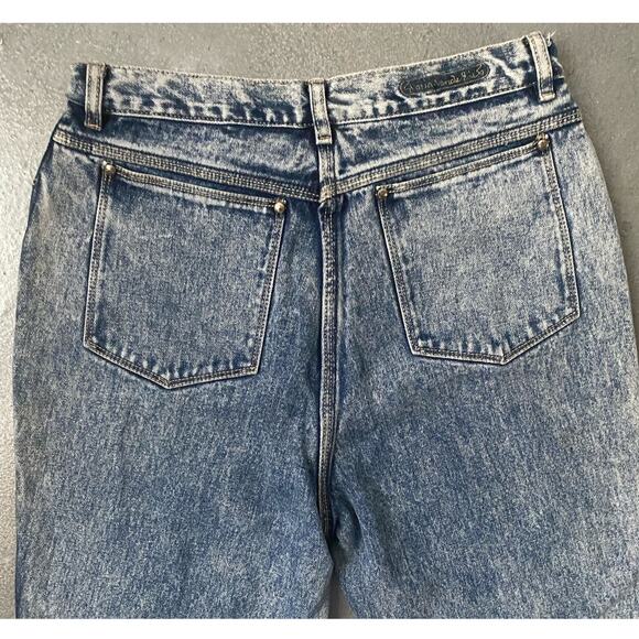 Vintage 90s Acid Wash High Rise Slim Fit Straight Mom Jeans Retro 80s Womens 14 - Picture 4 of 6